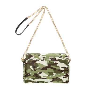 Imagem de Joitme Bolsa feminina bege verde camuflada bolsa tiracolo bolsa de telefone linda bolsa de ombro de couro PU alça de corrente