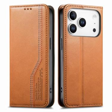 Imagem de LYJSMGZ Capa carteira flip para iPhone 17 Pro Max/Air/17 Pro/17, compartimentos para cartões, pulseira à prova de choque, capa de negócios de grande capacidade, marrom, Z Fold 7