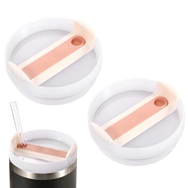 Imagem de 2 tampas de copo, sem derramamento, 1,134 g, resistente a respingos, tampas de copo de viagem sem BPA, tampas de substituição para canecas de café Stanley Adventure (brancas)