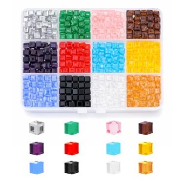 Imagem de Mandala Crafts Contas de cristal de cubo de 6 mm – 480 contas de vidro facetadas para fabricação de joias, pulseiras, colares, brincos e contas