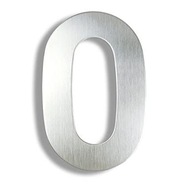 Imagem de HASWARE Aço inoxidável 304 moderno número de casa revestimento em pó elegante porta alfabeto placa rua decoração de casa (0, 12 polegadas prata)