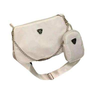 Imagem de Bolsa de Ombro de Nylon, bolsas chiques de cor sólida com correia para