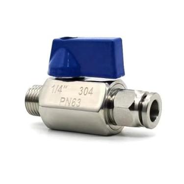 Imagem de VFI34+FAA01M SS304 BSPT Válvula de esfera macho com acessórios pneumáticos de PC, mini válvulas esféricas com encaixe de tubo de ar de conexão rápida 1/8 1/4 3/8 1/2 polegada 1 peça (1I2 polegadas, 4