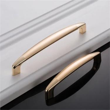 Imagem de Puxadores dourados de liga de zinco para armário de cozinha puxadores de gaveta de 128 mm puxadores de guarda-roupa ferragens de móveis 1 peça (orifício único)