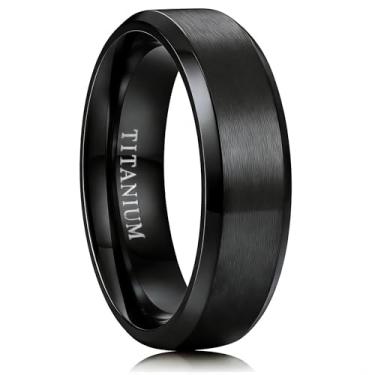 Imagem de Jstyle Aliança de casamento de titânio para homens - Aliança de casamento masculina hipoalergênica leve de 6 mm/8 mm com zero manutenção superfície escovada bordas polidas anel de noivado masculino