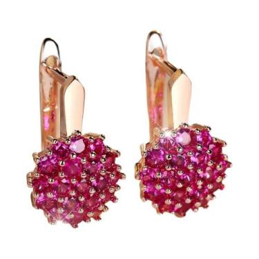 Imagem de Brincos De Argola Em Zircônia Prata Dourada Rosa Em Forma De Girassol 