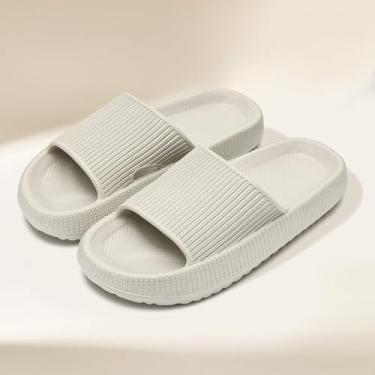 Imagem de Chinelos Cloud Slides para crianças, supermacios, confortáveis, para praia, piscina, sandálias, antiderrapantes, impermeáveis para meninas, meninos, sapatos internos e externos, Cinza, 11-12 Little