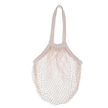 Imagem de Sacolas de Malha Algodão Orgânico Reutilizáveis para Compras Mercearia Corda Ecológicas Rede Legumes Leve Plegável Lavável à Máquina Expandível Estilo