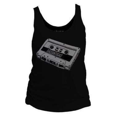 Imagem de Camiseta regata feminina - Fita K7. - DASANTIGAS, Preto, Preto, PP