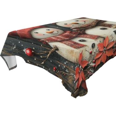 Imagem de Blueangle Linda toalha de mesa de boneco de neve de Natal – Toalha de mesa retangular de poliéster impermeável e resistente a manchas para ambientes internos e externos, 152 x 228 cm (12)