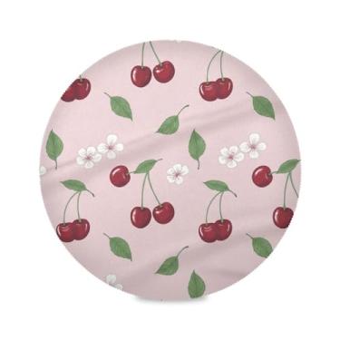 Imagem de Wassud Jogo americano com flores de cerejeira tapetes redondos para cozinha e jantar tapetes laváveis resistentes ao calor decoração de mesa 39 cm