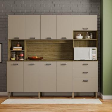 Imagem de Armario De Cozinha Compacta 10 Portas 2 Gavetas Toronto - Freijó/vanilla