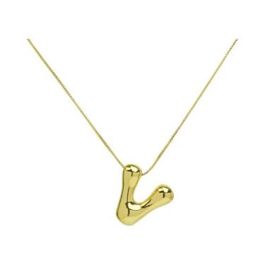 Imagem de Colar Feminino Banhado a Ouro 18k Com Pingente Criativo De Letra Inici