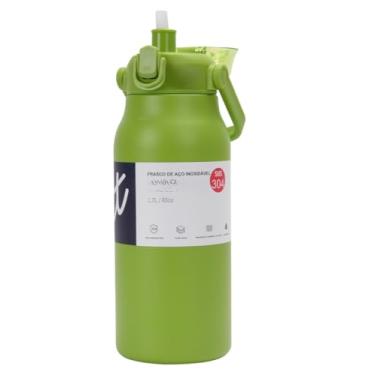 Imagem de Garrafa Térmica de água 1700ml Grande Capacidade Aço Inox Isolado Cup de Academia (Verde 1700ML)