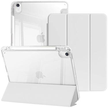 Imagem de YeaQuelior Capa para iPad Air de 11 polegadas M3/M2 (2025/2024), iPad Air 5ª/4ª geração (2022/2020), capa traseira transparente à prova de choque com suporte para lápis, despertar/hibernar