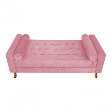 Imagem de Recamier Baú Félix Solteiro 90cm Suede Rosê - Doce Sonho Móveis Cor Suede Rosa Bebê