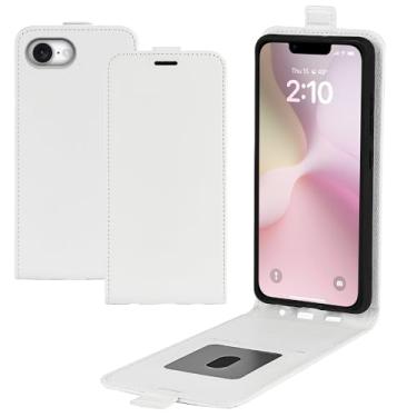 Imagem de XZDWH Capa de telefone para iPhone 16e, capa fina vertical flip fólio, capa protetora de couro PU, fecho magnético com compartimento para cartão para iPhone 16e (branca)