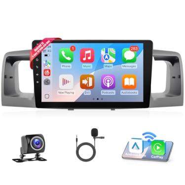 Imagem de Leadfan Rádio de carro estéreo para Toyota Corolla 2003-2008 sem fio/com fio Carplay Android Auto, tela sensível ao toque de 22 cm para rádio Corolla Plug and Play, Bluetooth, GPS, FM, SWC, câmera de