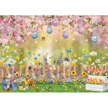 Imagem de Pano de fundo de primavera de Páscoa, ovos coloridos, decoração de jardim, decoração de festa de primavera ao ar livre, Páscoa, aniversário, eventos, adereços para cabine de fotos, 20 x 1,8 m