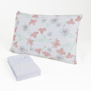 Imagem de Jogo de Cama Solteiro com Lençol de Elástico - Malha 100% Algodão, Confortável e Prático para Quartos Domésticos com Estilo Simples (Romance branco)