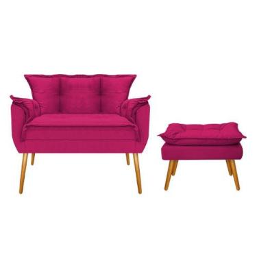 Imagem de Kit Namoradeira e Puff Opala Palito Mel Suede Pink - Doce Sonho Móveis