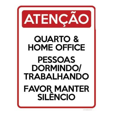 Imagem de Kit 3 Placas Atenção Quarto Home Office Faça Silêncio