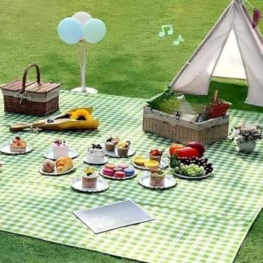 Imagem de Tapete Para Piquenique Portátil e Dobrável Praia Camping (Verde)