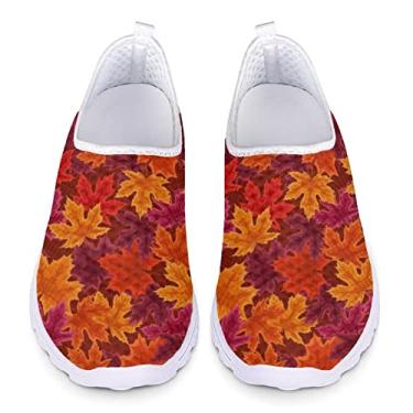 Imagem de Jeiento Tênis de corrida esportivo feminino de Natal – Tênis de caminhada moderno, Folhas de outono, 37