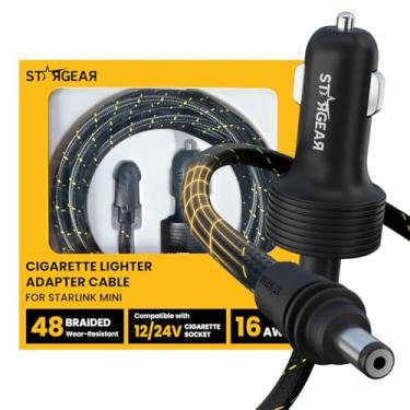Imagem de STARGEAR Starlink Mini cabo de alimentação de 12 V 3 m, trançado resistente ao desgaste Starlink mini acessórios isqueiro para cabo CC, carregador de carro de 12 V a 48 V, adaptador de carro