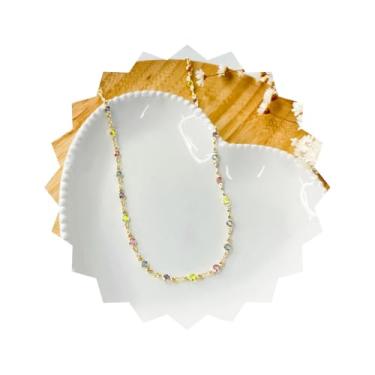 Imagem de ROHNES Choker Feminina Folheada a Ouro 18k, Colorida Tom Pastel, Aço Inoxidável e Ouro, Colar
