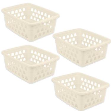 Imagem de Kit 4 Cestos Multiuso Médio Palha 20x6,5x15cm PP 1030 Uninjet