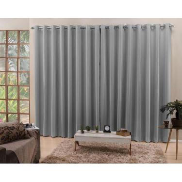 Imagem de Cortina De Varão Cinza 6,00X2,50 Blecaute Tecido - Confeccoes Elba