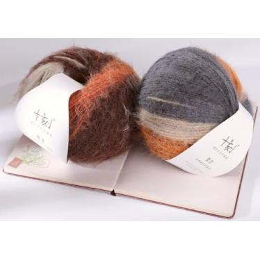 Imagem de Lerchiyar Snowbaby Fio de lã acrílica de mistura longa, (penteado) fio felpudo quente e luxuoso para tricô e crochê, chapéus faça você mesmo, cachecóis, suéteres, 2 * 3,52 oz/100 g 207 jardas (59