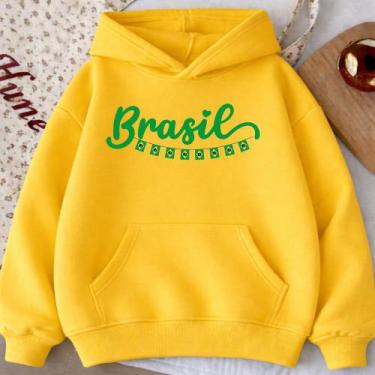 Imagem de Moletom Canguru Adulto Brasil Coração 1011 Estampado Copa Jogos Unisse