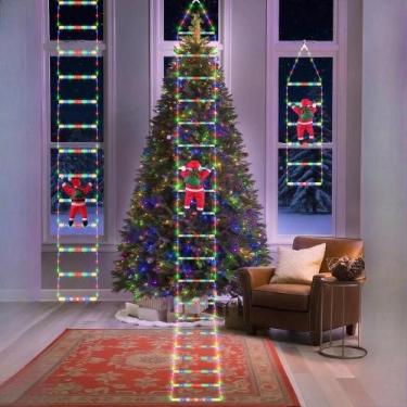 Imagem de Decoração De Natal 2025: Papai Noel LED Escalando Escada Para Casa, Ja