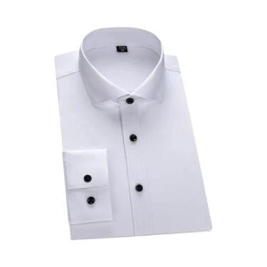 Imagem de Camisa Branca Slim Fit Masculina De Manga Longa Com Colarinho Windsor 