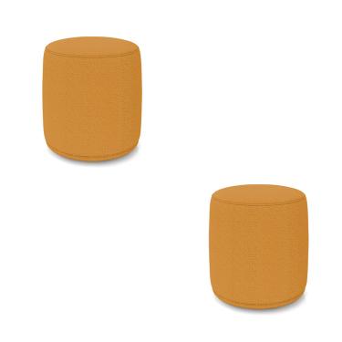 Imagem de Puff Redondo Orgânico para Sala kit 2 Malu Bouclê Mostarda M11 - D'Rossi