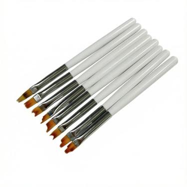 Imagem de Conjunto de pincéis de arte de unhas para desenho de padrões detalhados e designs de manicure branco