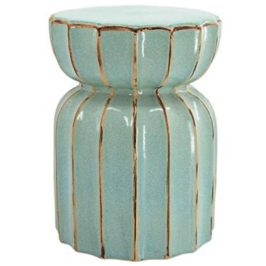 Imagem de Banqueta decorativa de cerâmica para jardim – Banco de troca de sapatos de flor e pássaro esmaltado para sala de estar, varanda, jardim – Detalhe de decoração de casa elegante