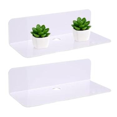 Imagem de Prateleira flutuante, organizador flutuante de metal | Prateleira de exibição de 22 cm | para banheiro, sala de estar, quarto, cozinha, casa, moldura, plantas, perfumes