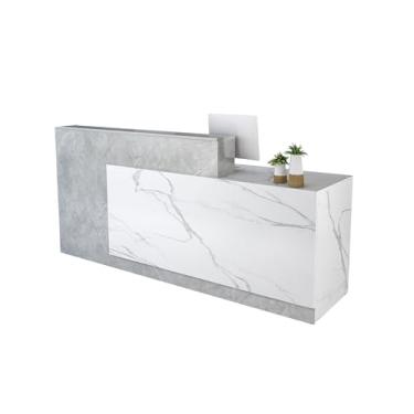 Imagem de Balcão de recepção com trava para varejo, salão de beleza e lobby – Recepção elegante com gaveta, 59,9 cm P x 160 cm L x 100 cm A, durável e funcional