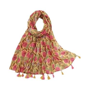 Imagem de Cachecol Floral De Viscose Para Mulheres 180x90cm, Pashmina Fina Para 