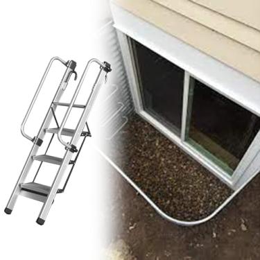 Imagem de Escada de emergência de 5 degraus para janelas de porão, beliche de alumínio e escadas de sotão, escada de escalada de 1,68 m (5,5 pés) para dormitórios e apartamentos