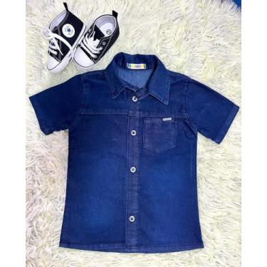 Imagem de Camisa Jeans Menino Infantil com Bolso 02 ao 12 Anos Jeans Algodão ves