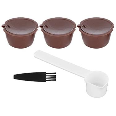 Imagem de Cápsulas de café Ainoli reutilizáveis ​​e recarregáveis ​​kit de filtro de copo de café adequado para máquina (3 xícaras + 1 colher + 1 pincel)
