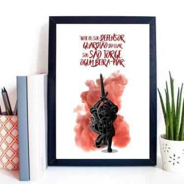 Imagem de Quadro São Jorge Ogum Guardião 45X34Cm