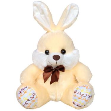 Imagem de Coelho de Pelúcia Creme Com Laço 35 Cm Coelhinho da Páscoa - Fizzy