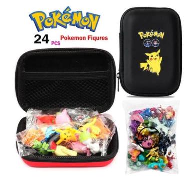 Imagem de Kit 24 Mini Bonecos Pokémon Go Colecionáveis + Estojo Mini Bolsa - A1