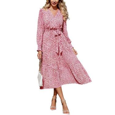 Imagem de Vestido Maxi Bohemio Floral Rojo Vino PRETTYGARDEN Talla XL