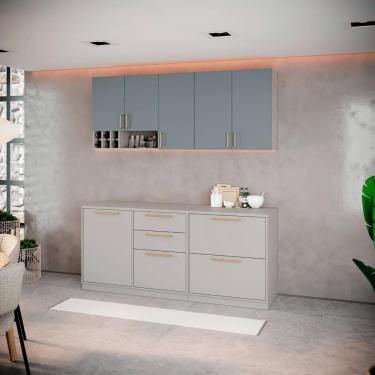 Imagem de Cozinha Completa Itatiaia Essence 200cm Com Nicho Em Madeira Fendi-gris
